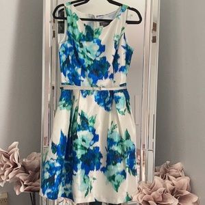 White & Blue fit and flare dress